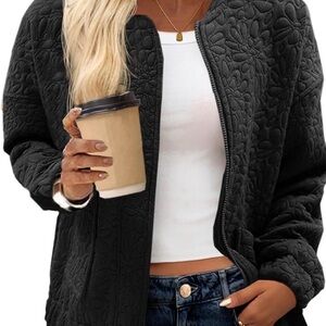 Stylish Black Quilted bomber jacket - Size M